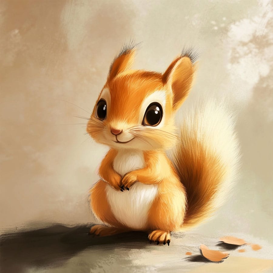 Detailed drawing of a forest squirrel