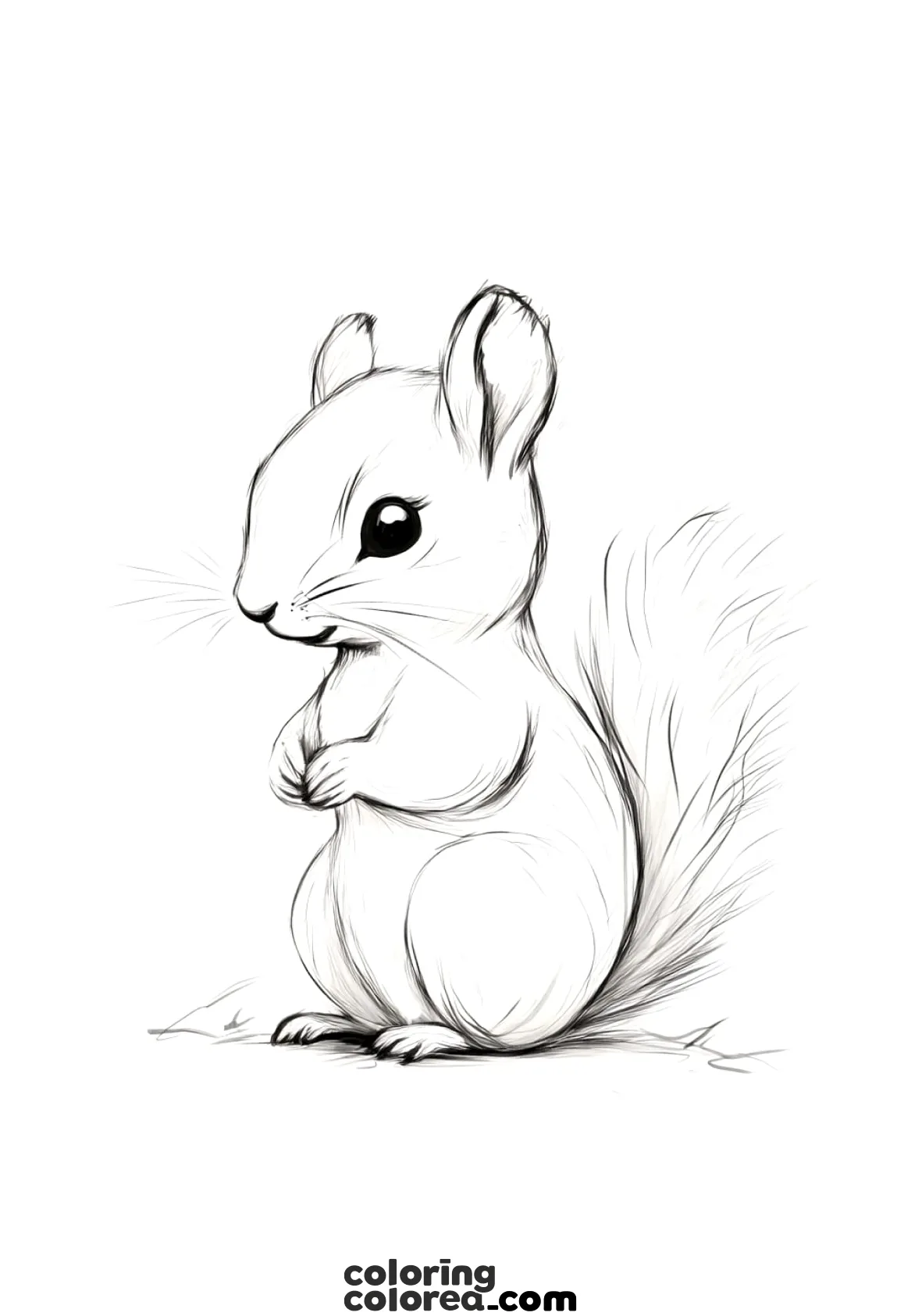 Colouring drawing of a squirrel