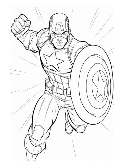 Capitán América: Colorea gratis al superhéroe de Marvel