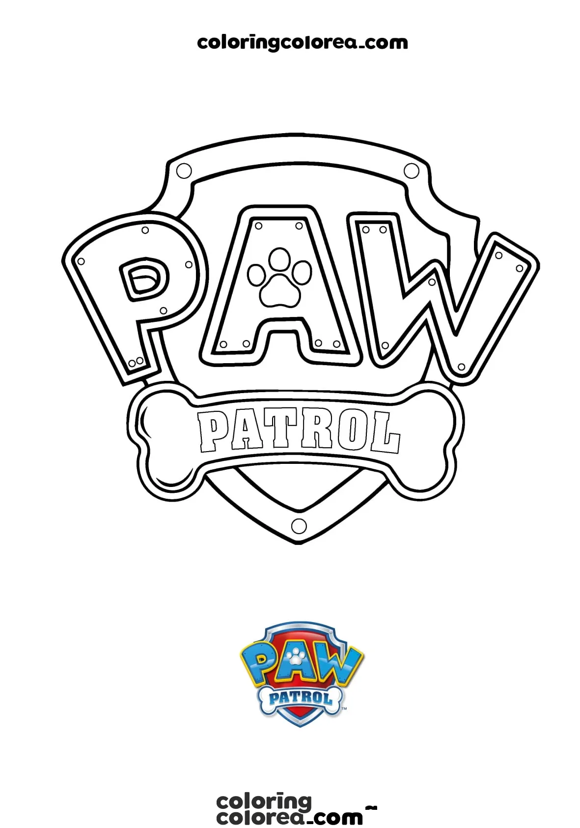 Colorea gratis el simbolo - logotipo de la Patrulla Canina
