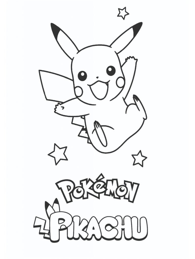 Colorea gratis el dibujo de pokemon pikachu