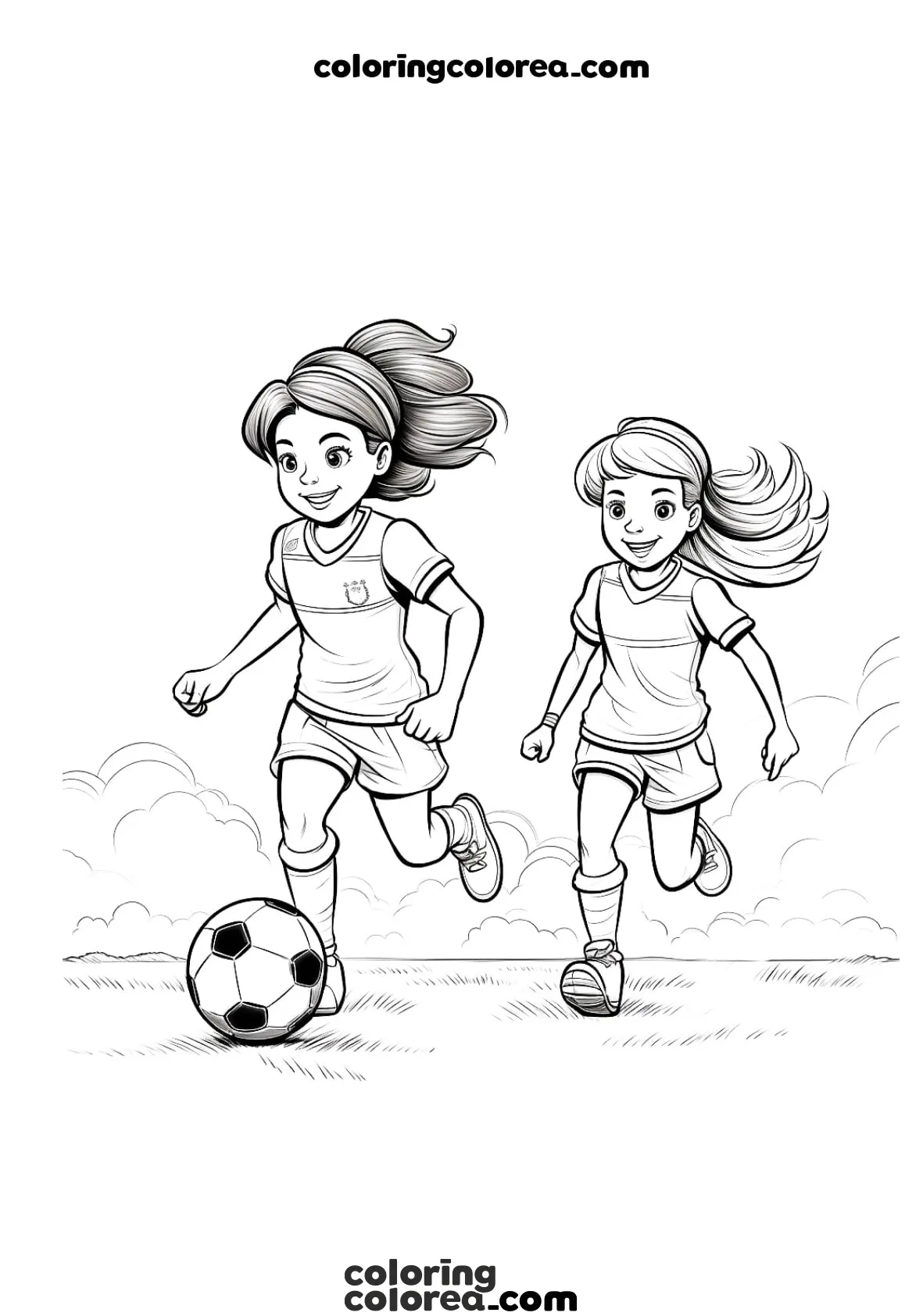 Girls playing football