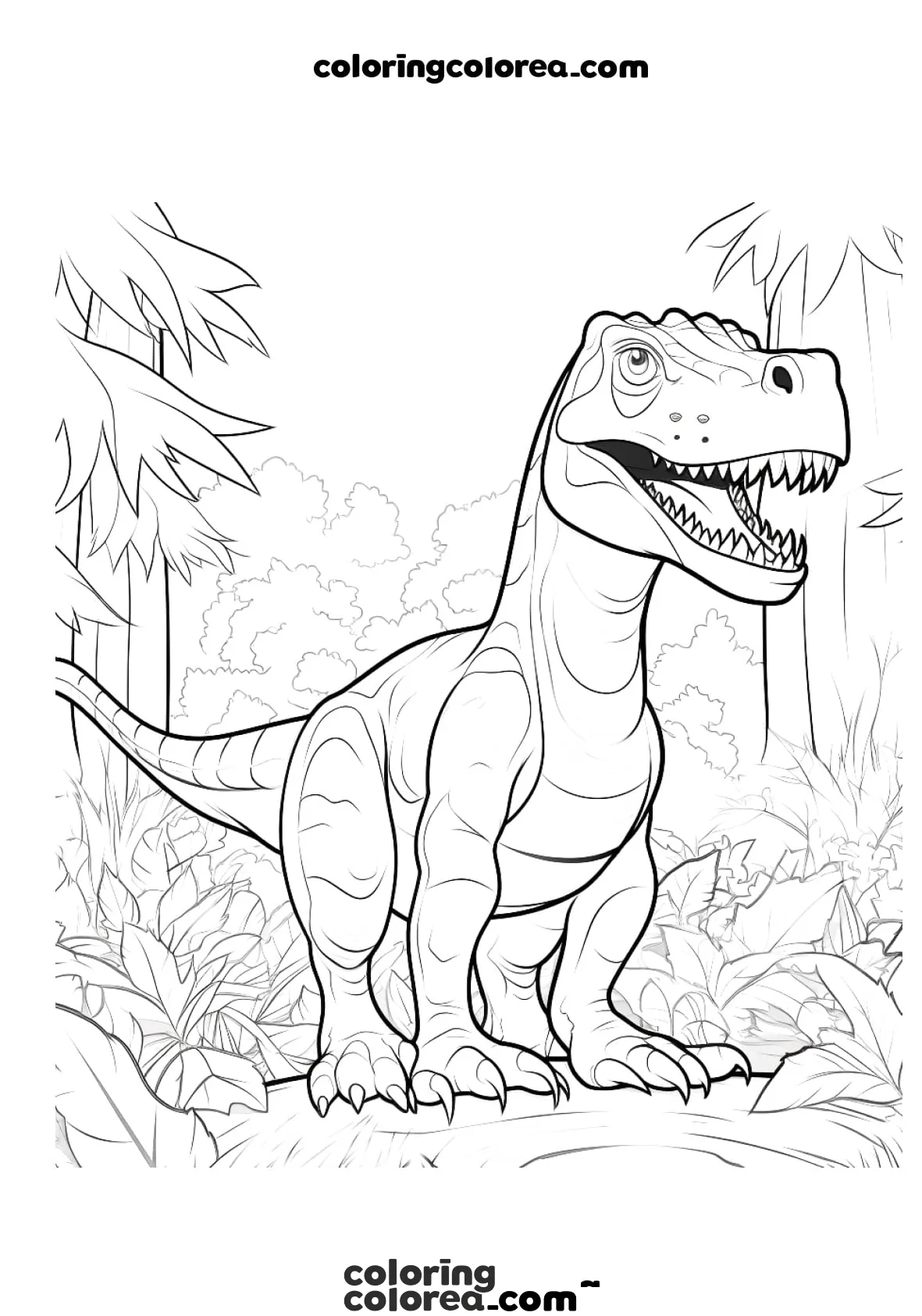 Colorea gratis a este dinosaurio tipo Allosaurus