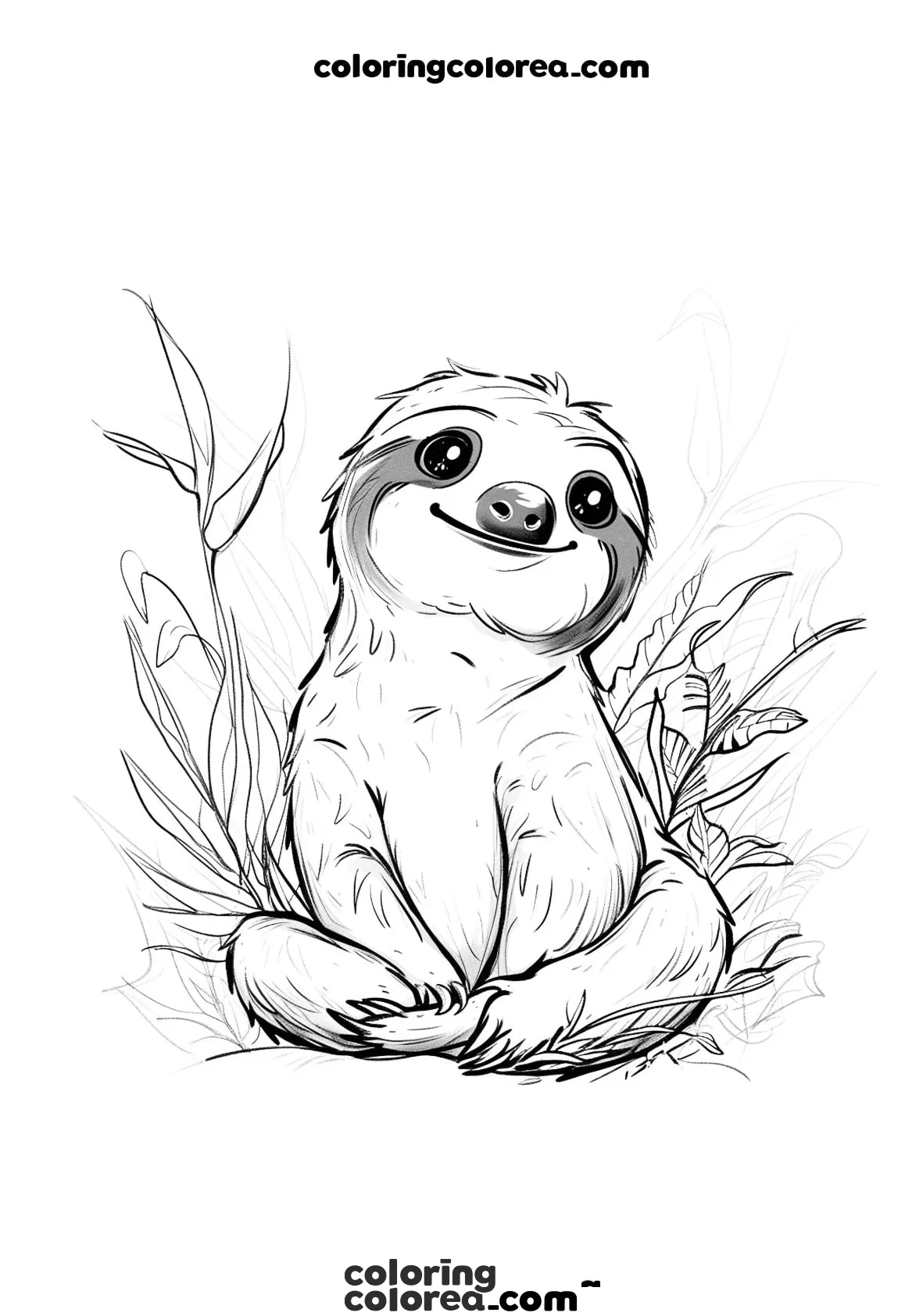 Dibujo para colorear de un oso perezoso