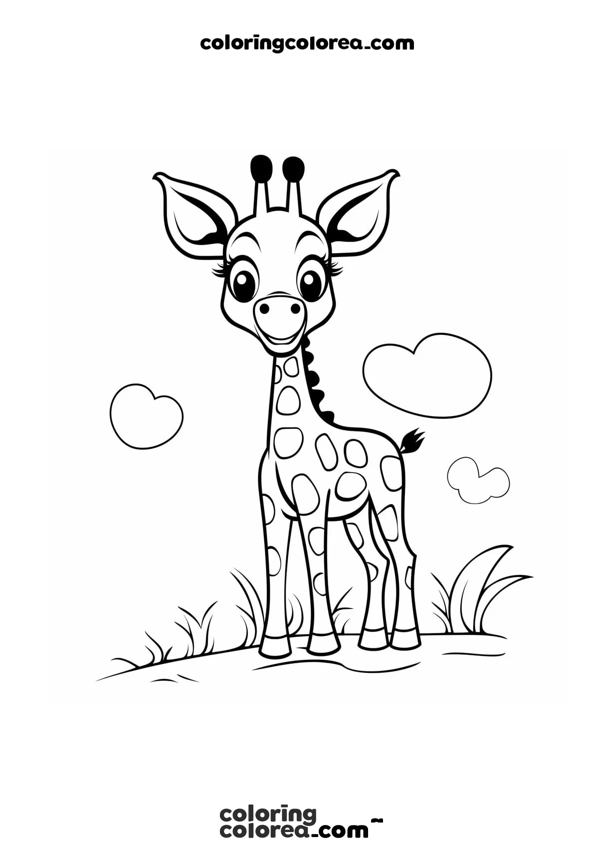 Dibujo para colorear de una simpática Jirafa