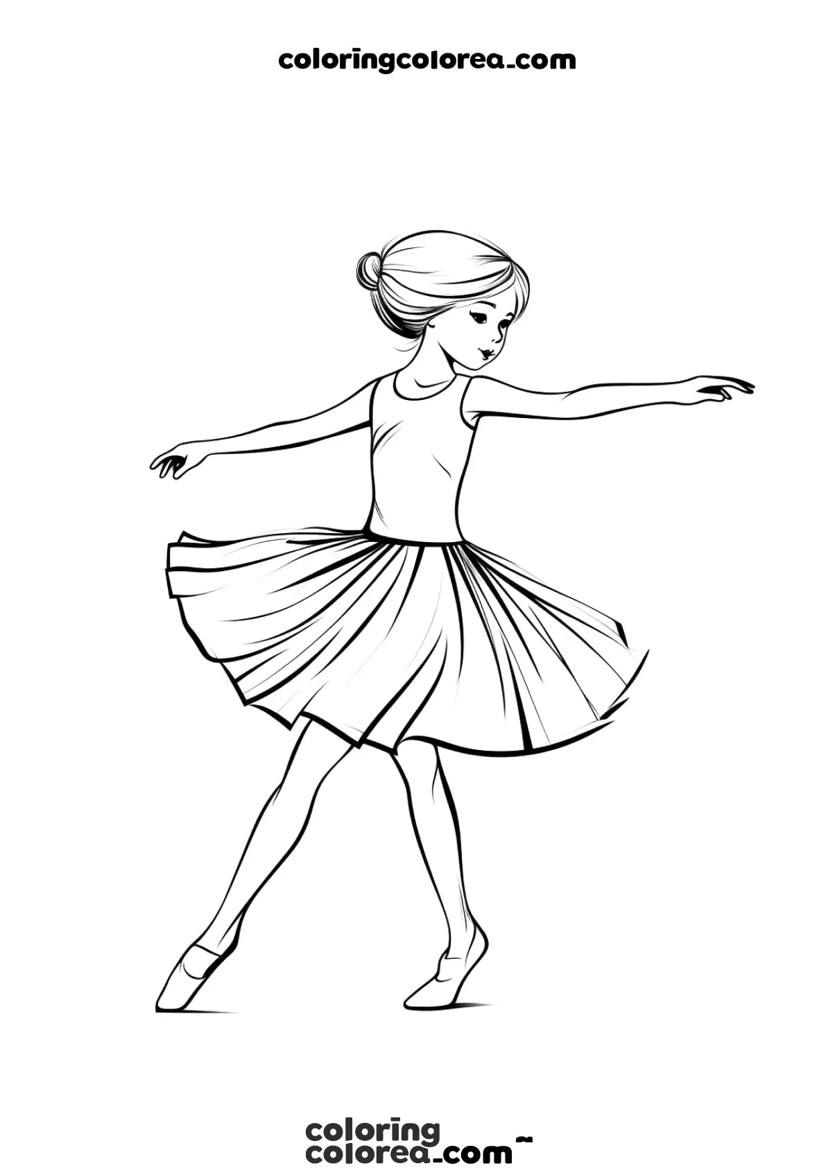 Dibujo para colorear de una niña bailando ballet 