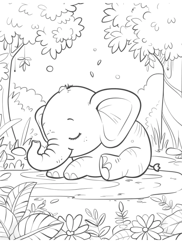 colorear elefante dormido - Niña estilo manga decorando calabazas en Halloween