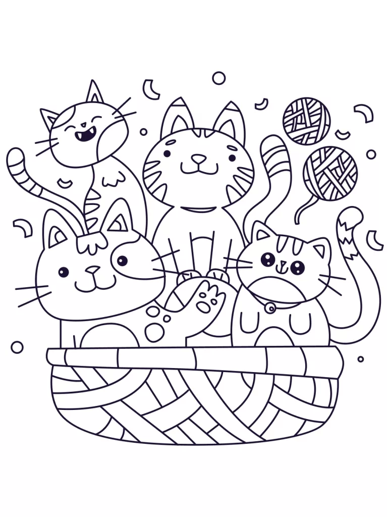 colorear familia gatos - Gato con calabaza de Halloween