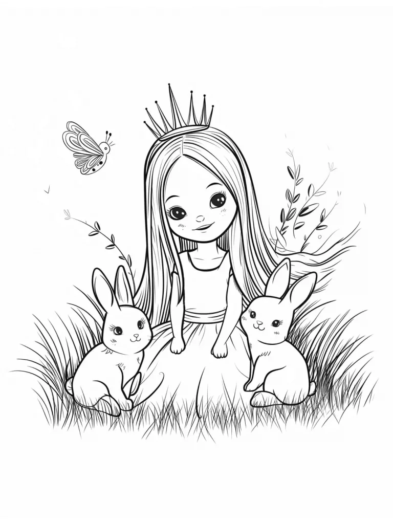 coloring princess rabbits - Niña estilo manga decorando calabazas en Halloween