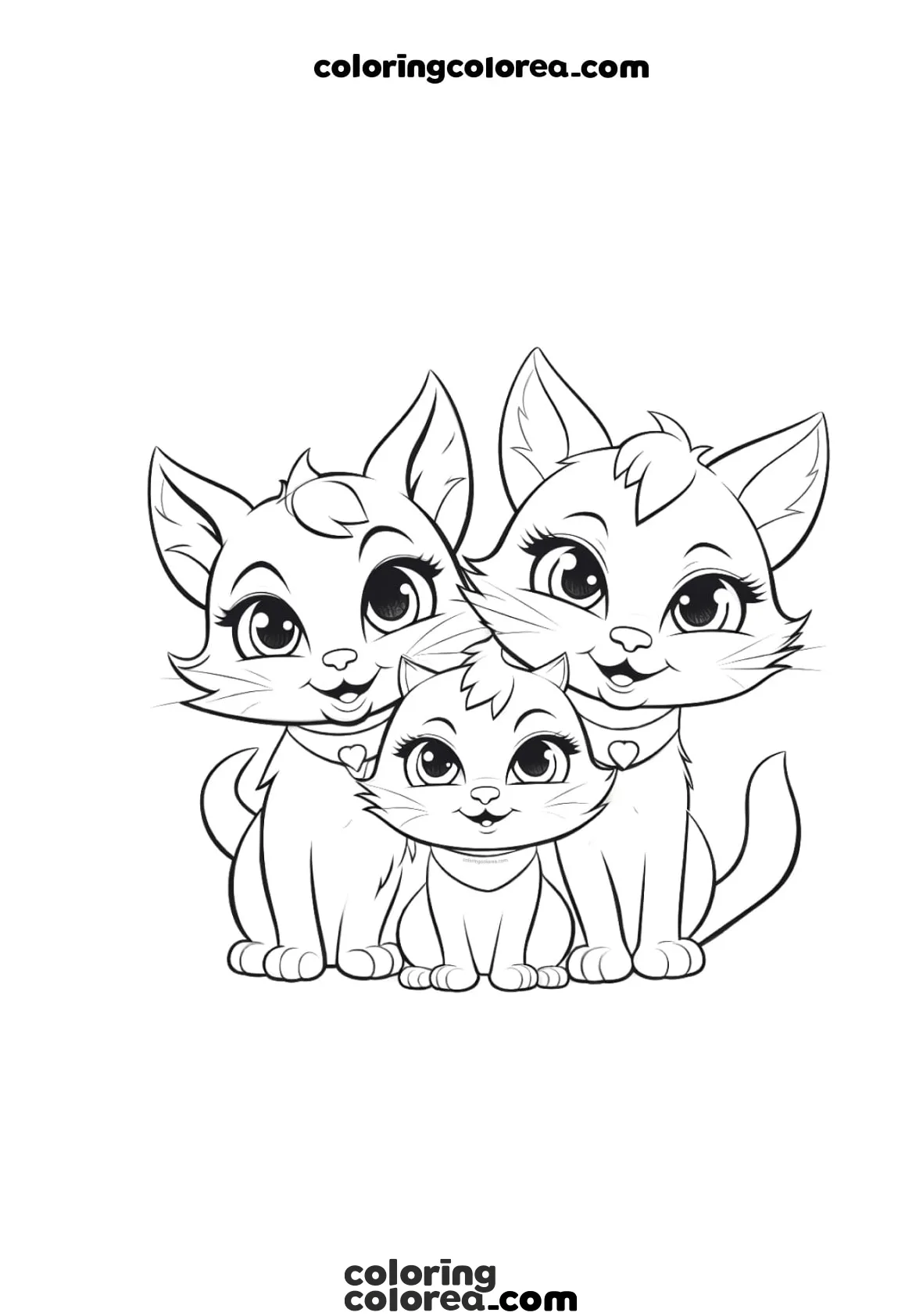 Cat family with puppy