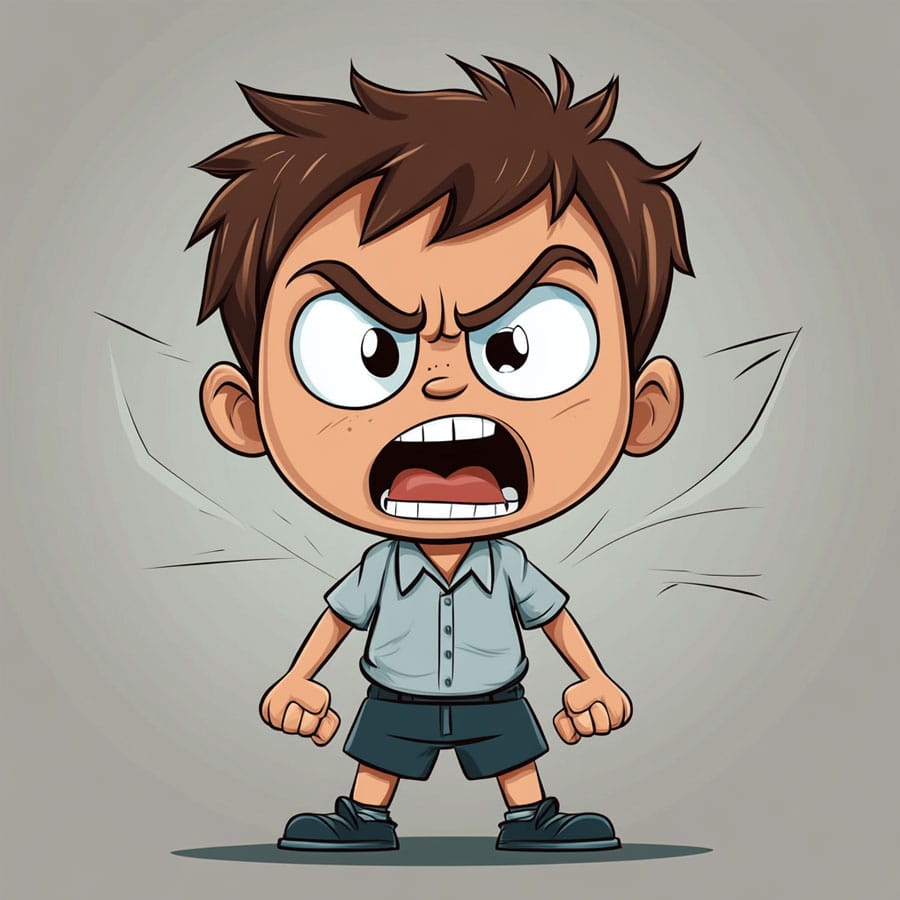 Children's drawing of a child screaming in anger