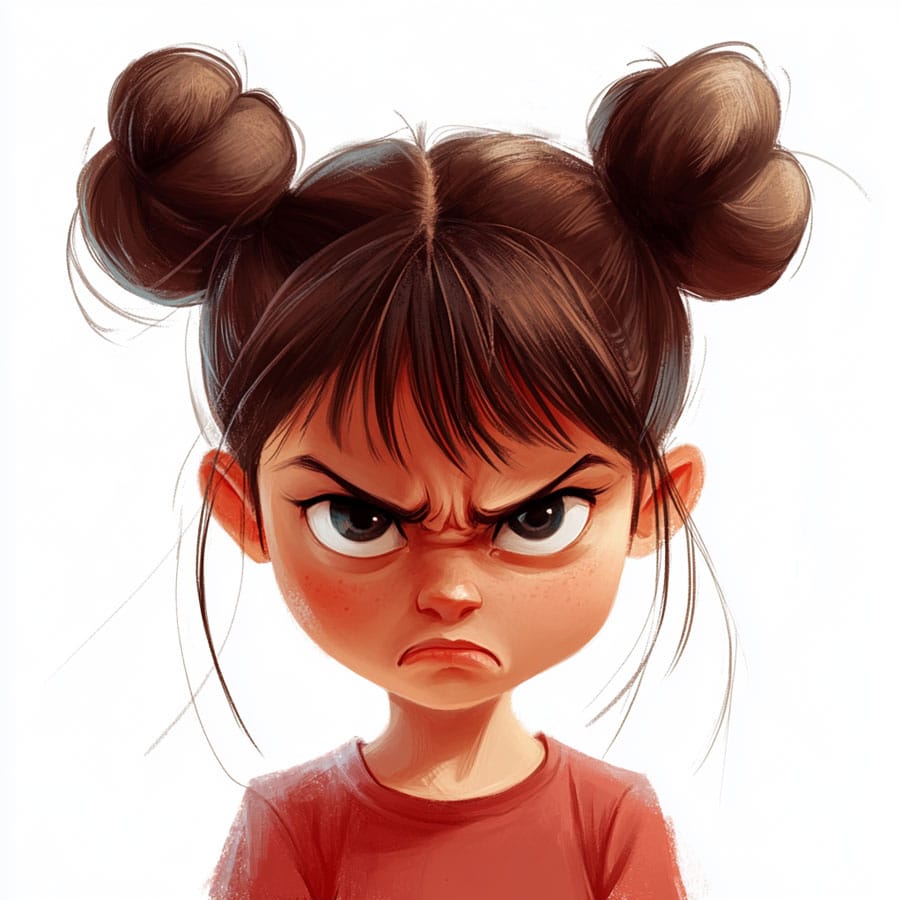 Drawing of a visibly angry girl