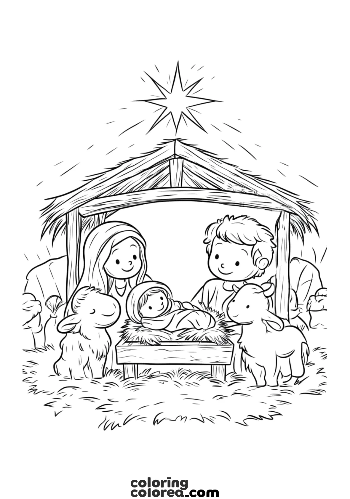 Drawing for colouring of the Bethlehem's portal in the Birth of Jesus