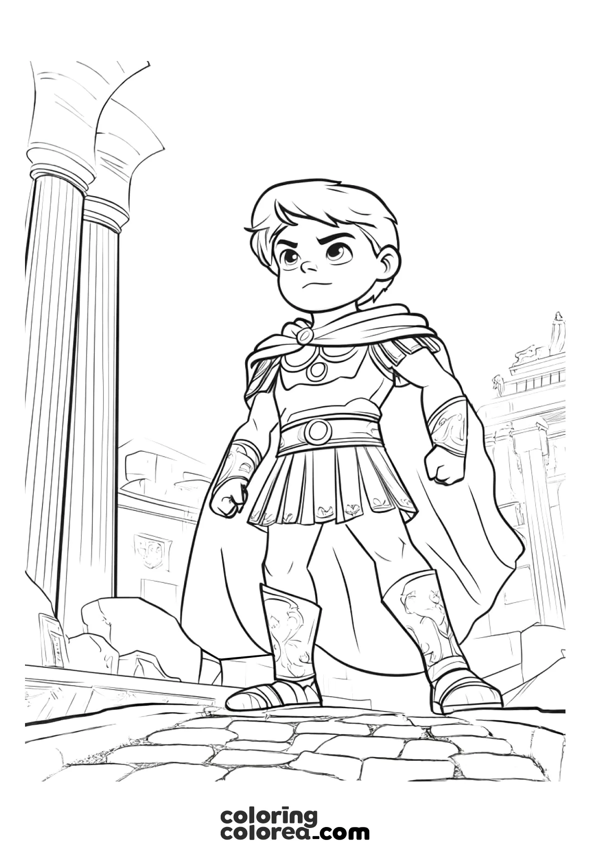Colouring drawing of a Roman army officer