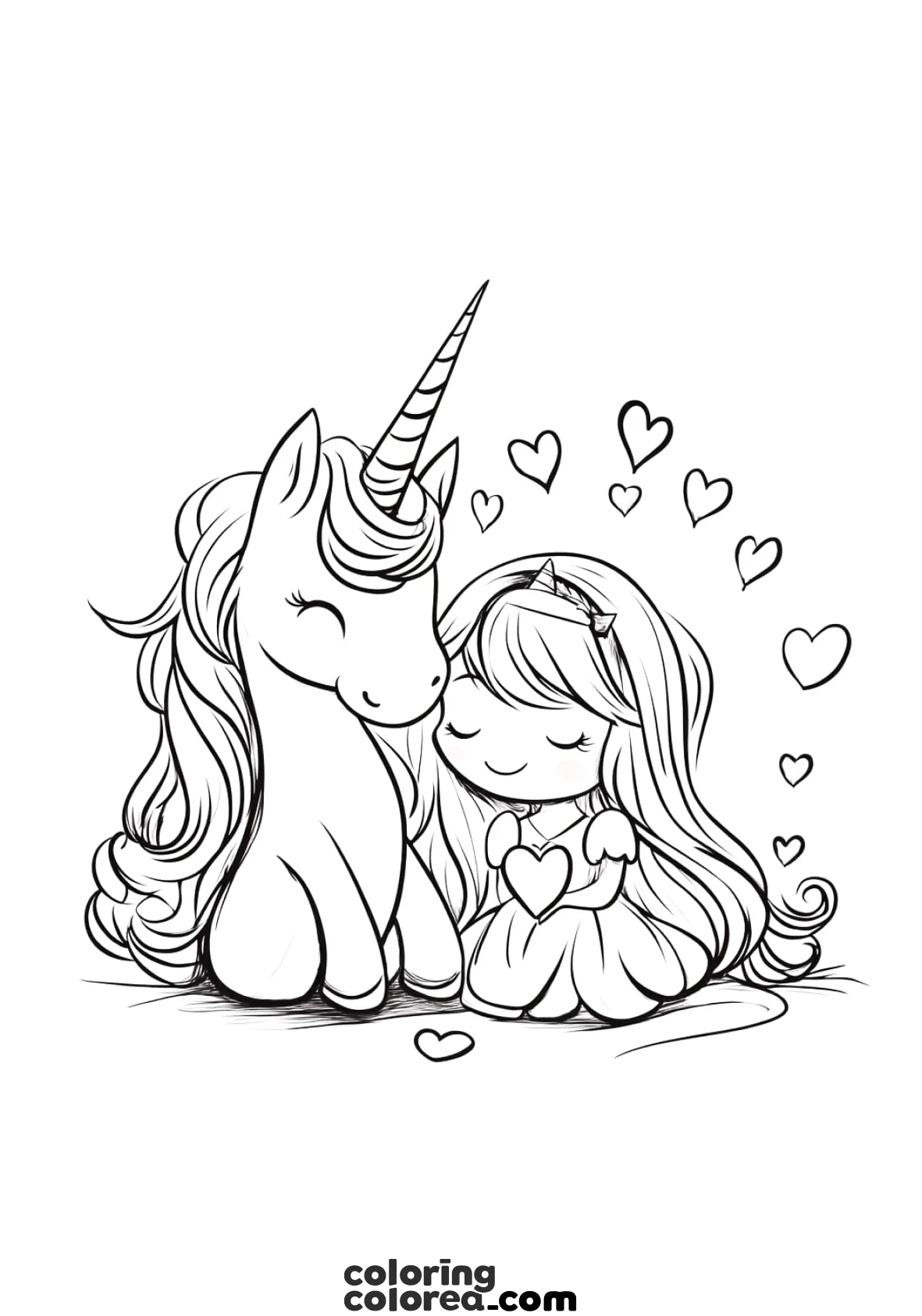 Free colouring page: I love my unicorn