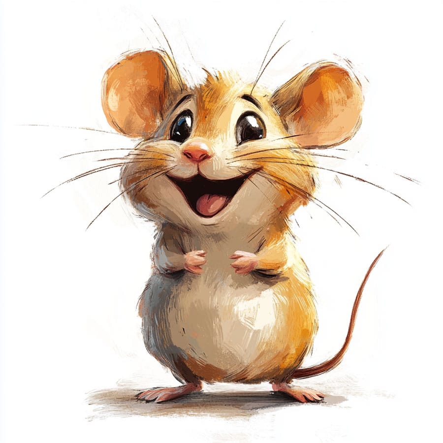 Drawing of a laughing mouse
