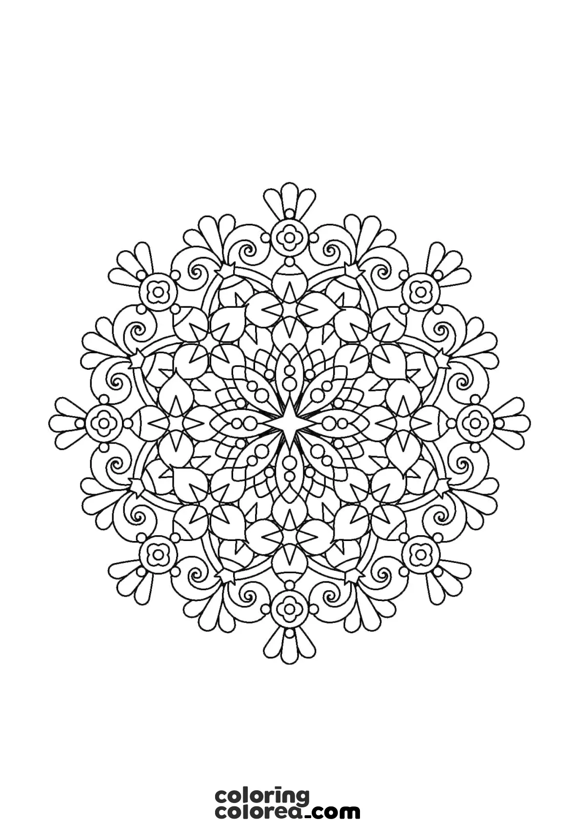 Free colouring drawing of a Floral Mandala