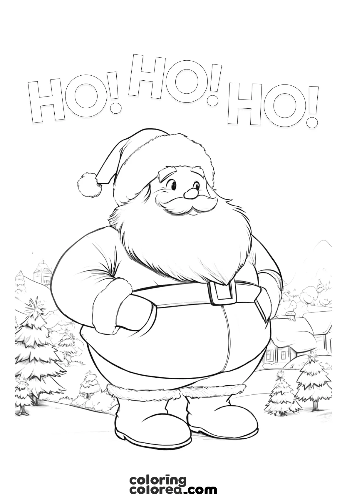 Drawing of Father Christmas supervising that everything is ready for Christmas day