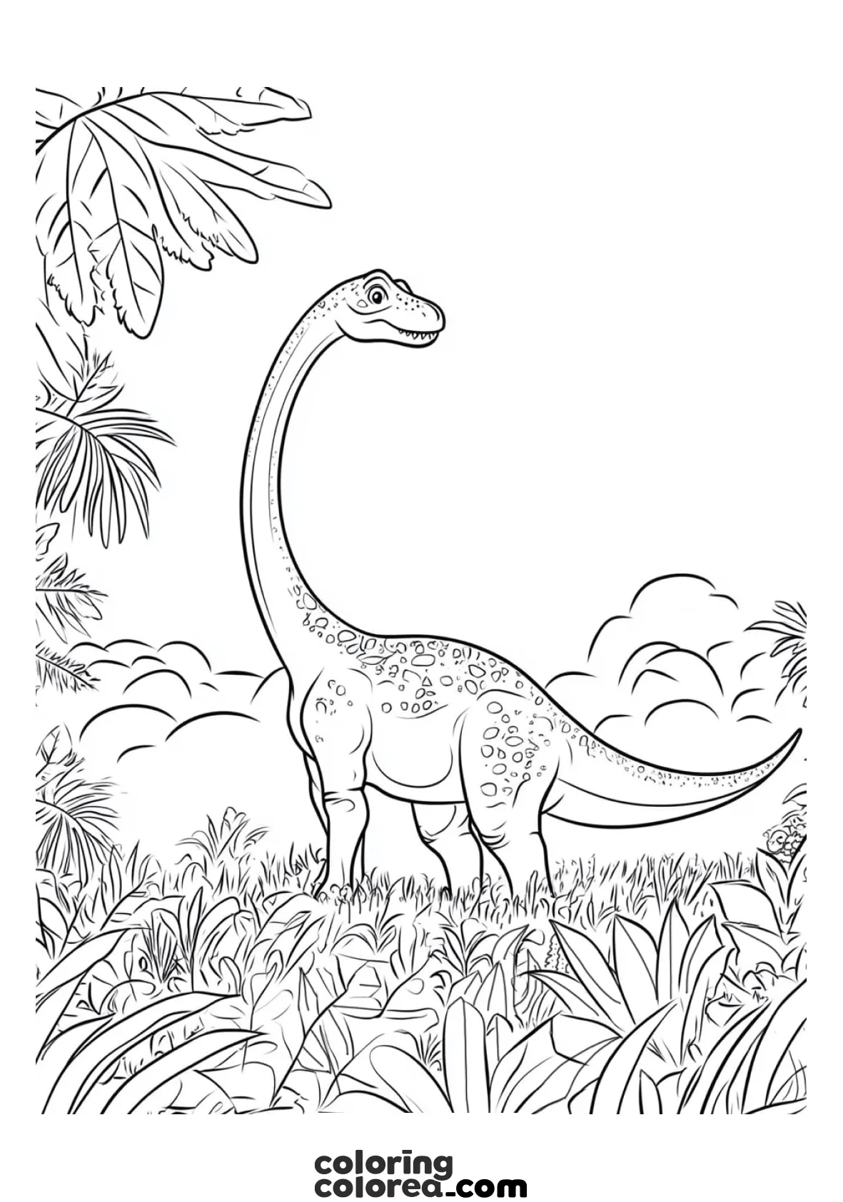 Drawing of a Brachiosaurus Dinosaur to colour for free