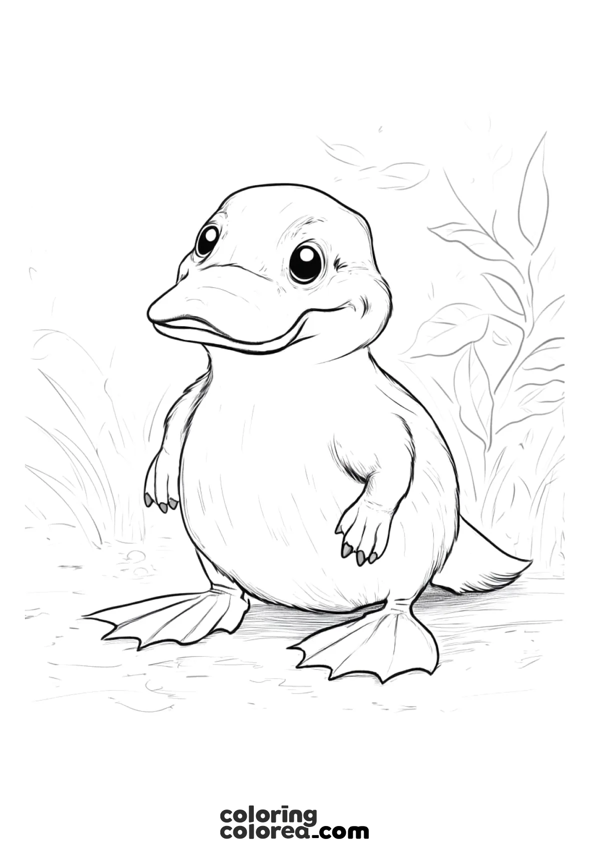 Colouring drawing of a platypus