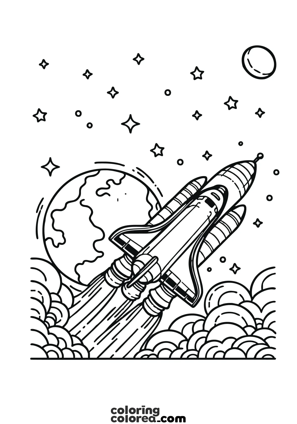 Drawing of a space shuttle for colouring in