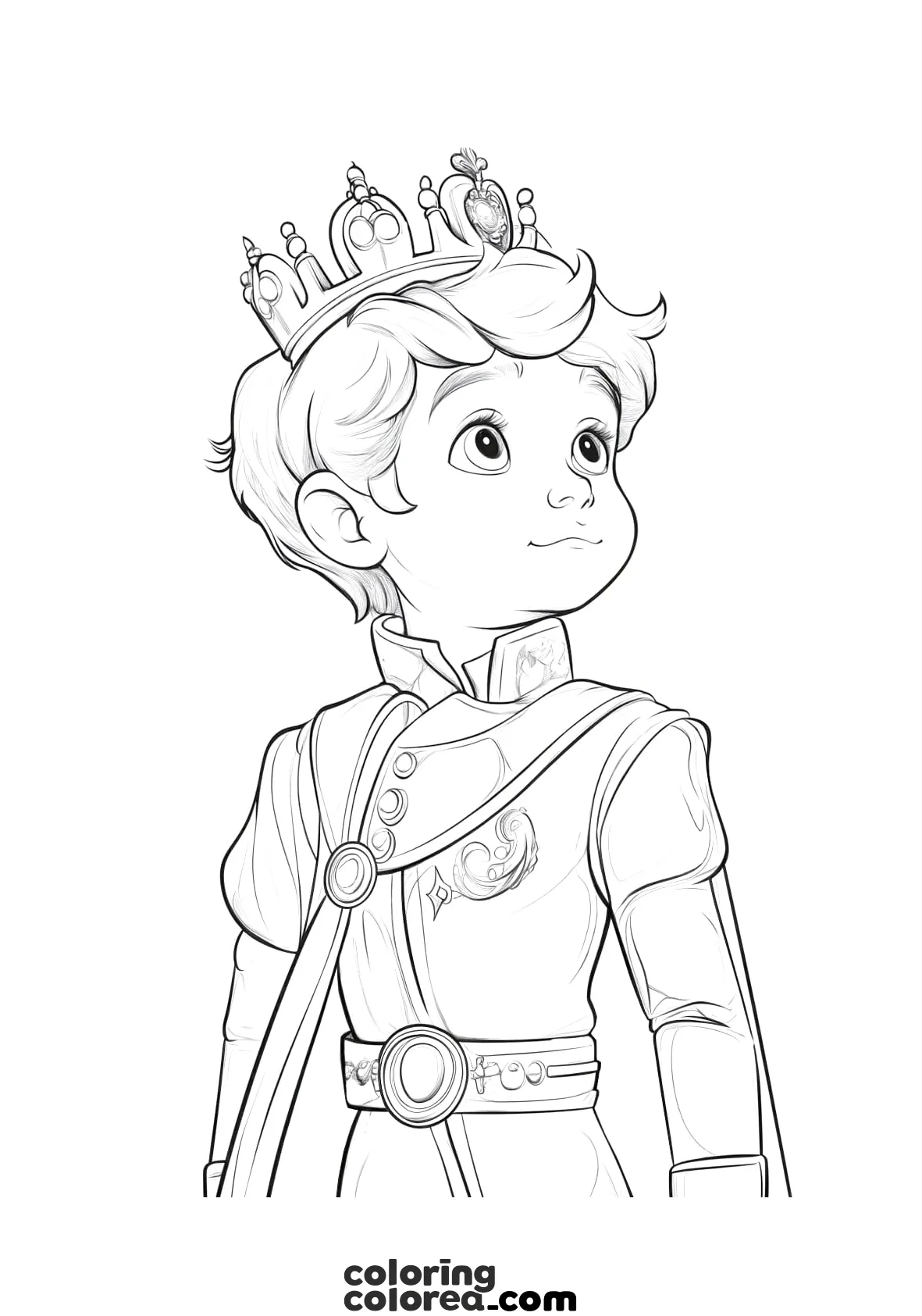 Dibujo para colorear de un joven príncipe