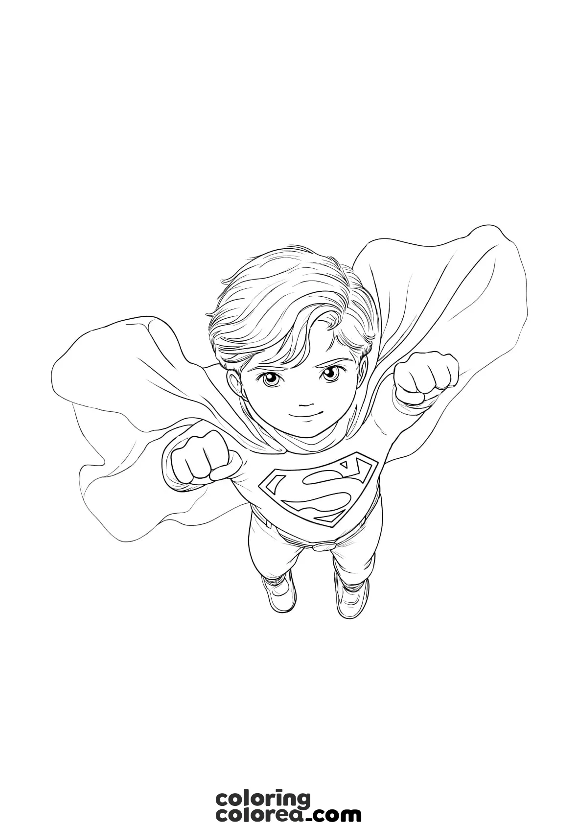 Colouring drawing of Superboy, superman as a child