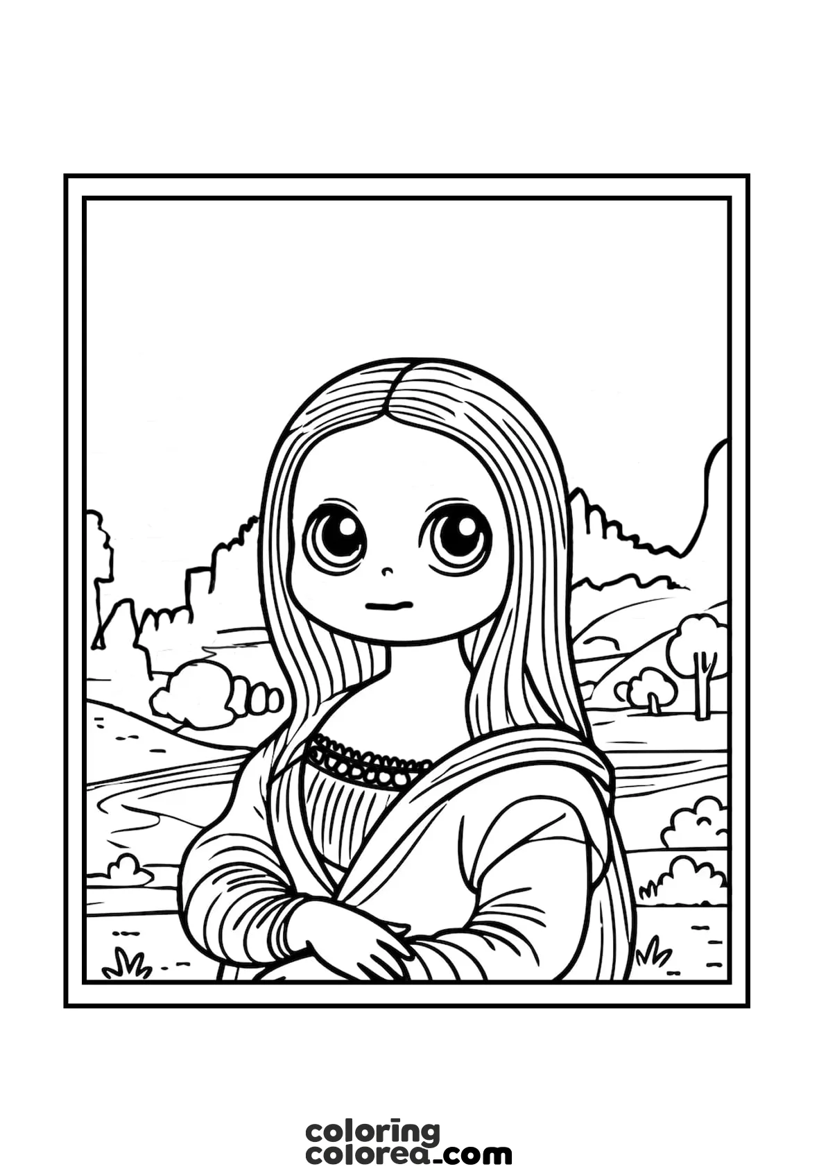 Mona Lisa - Gioconda colouring page for children