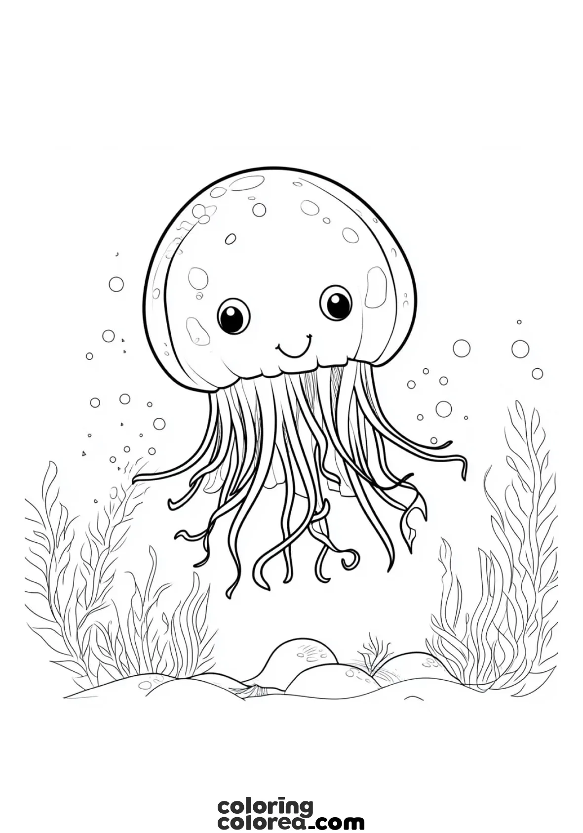 Colouring drawing of a nice jellyfish