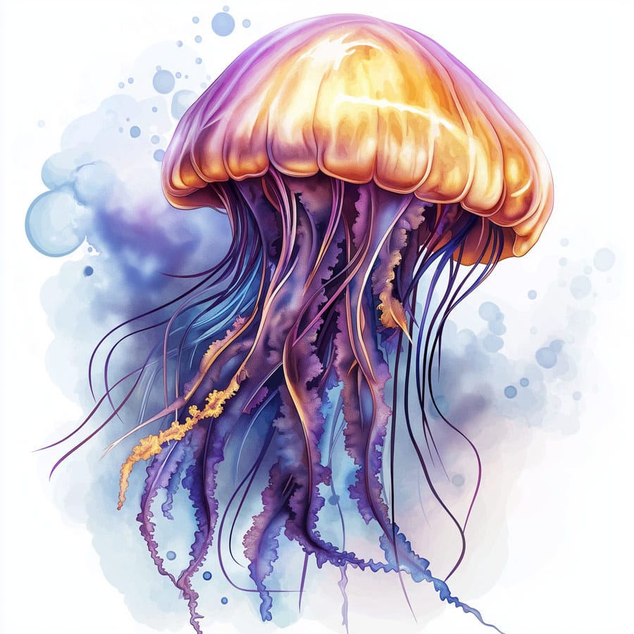 Watercolour drawing of a jellyfish