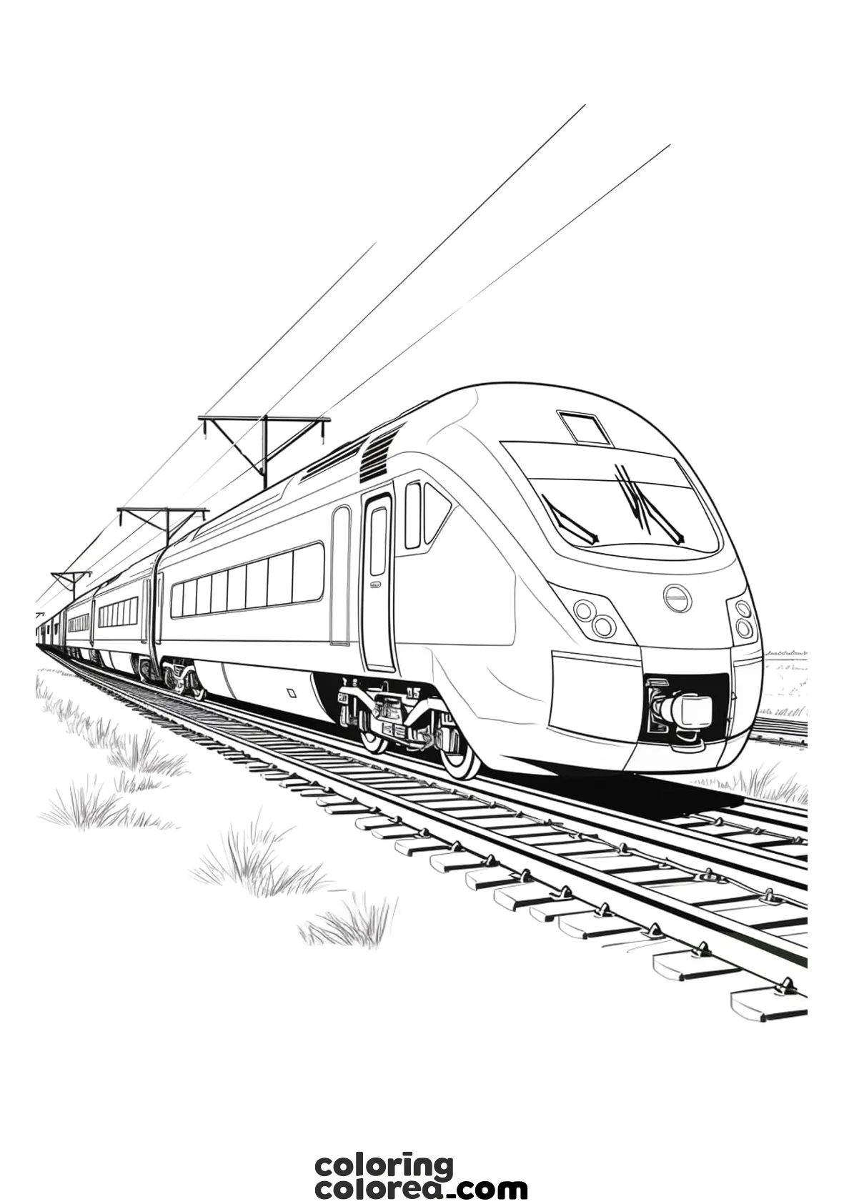 Drawing of a high speed train for colouring in