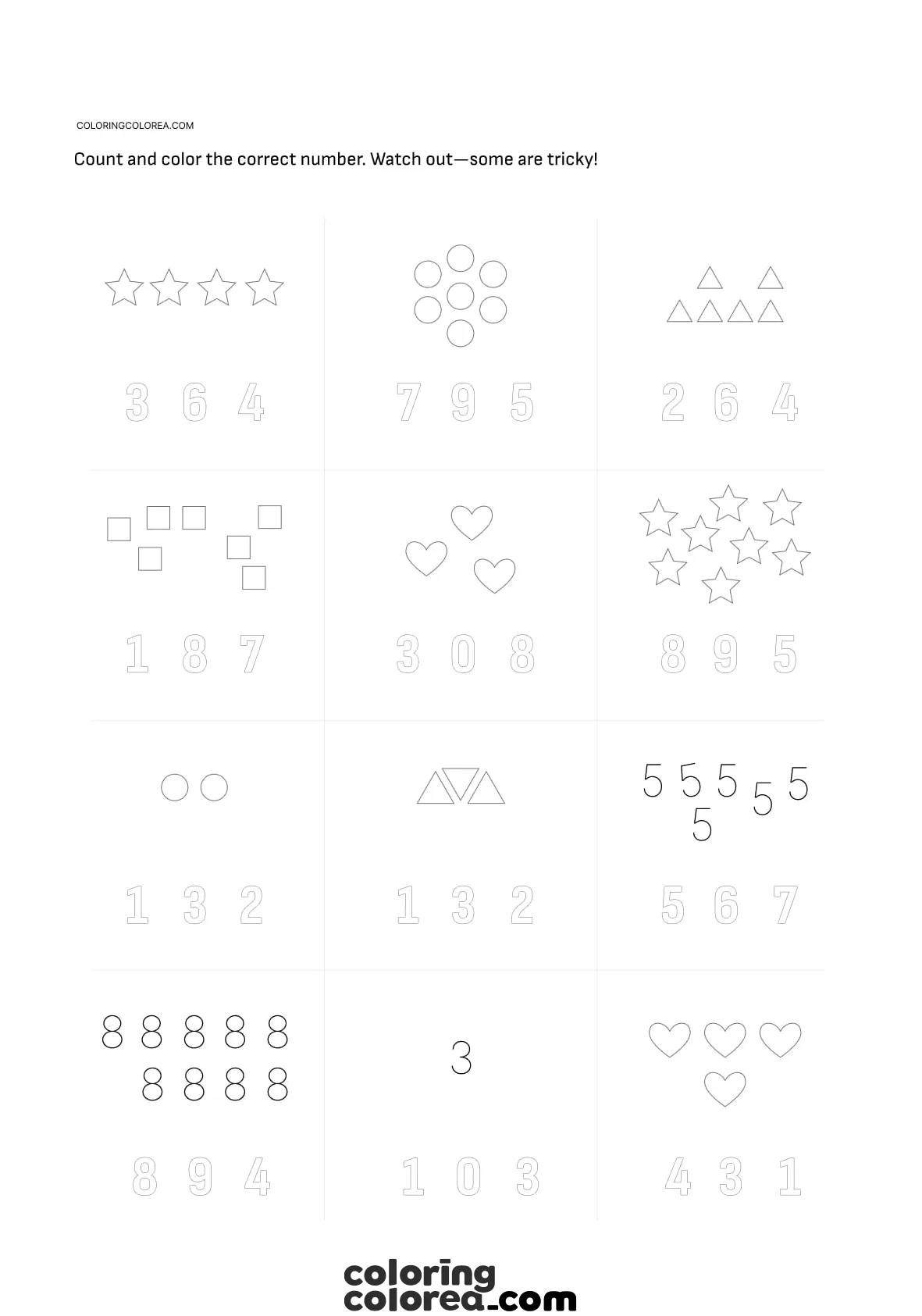Count and Colour. Free educational resources for children aged 3-5 years old.