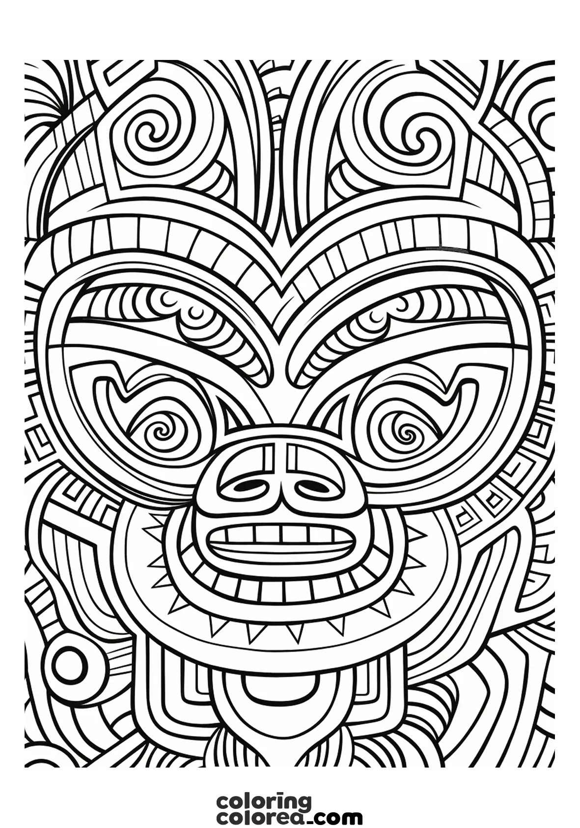 Colouring drawing of a mandala of Aztec inspiration