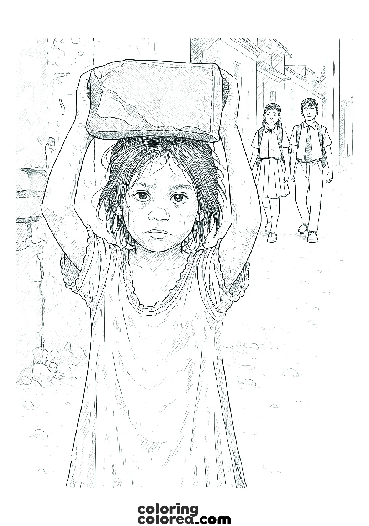 Drawing for colouring and thinking about the reality of child labour