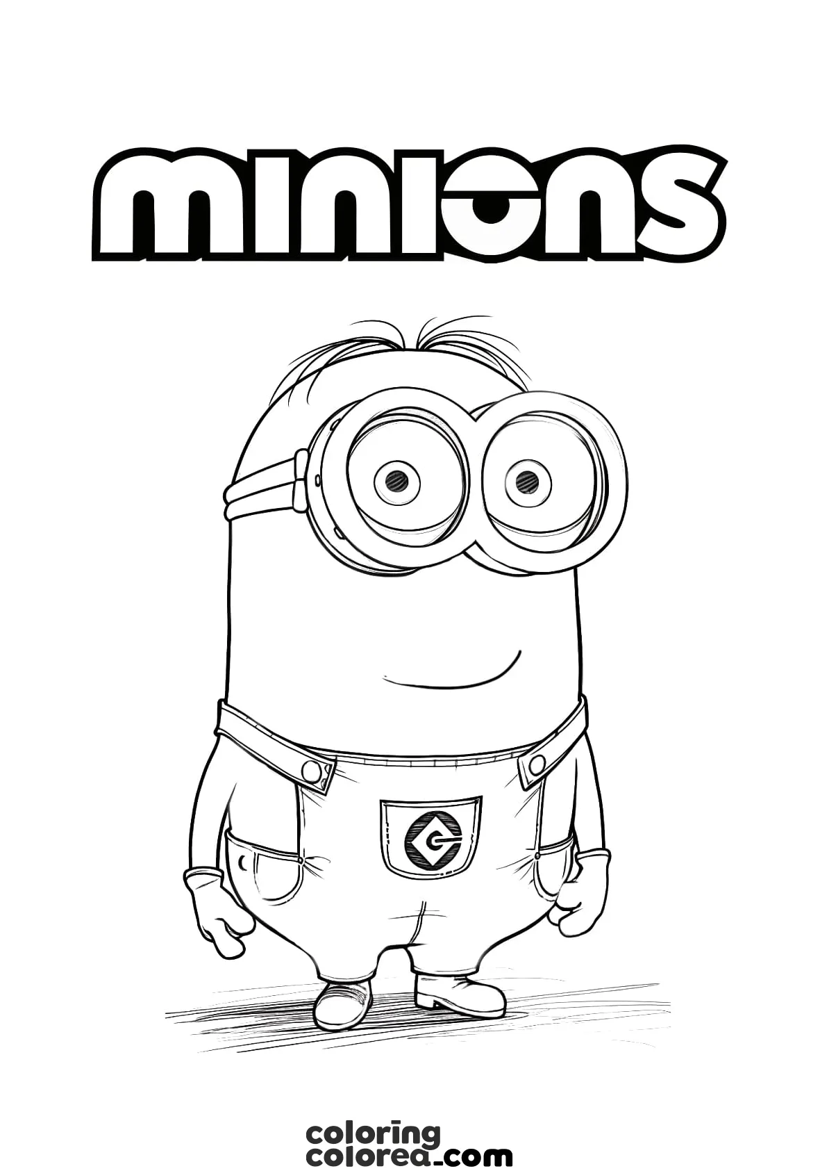 Colouring drawing of a funny Minion