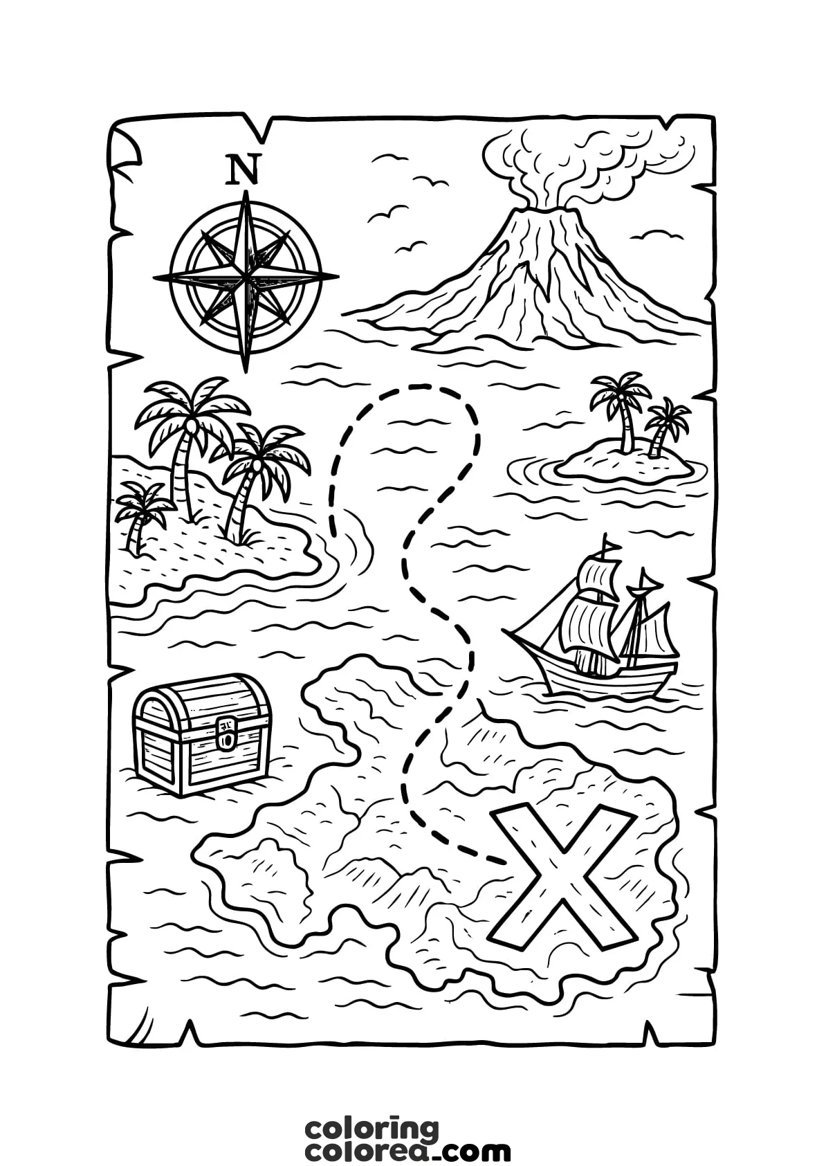 Pirate adventure, colour your own treasure map