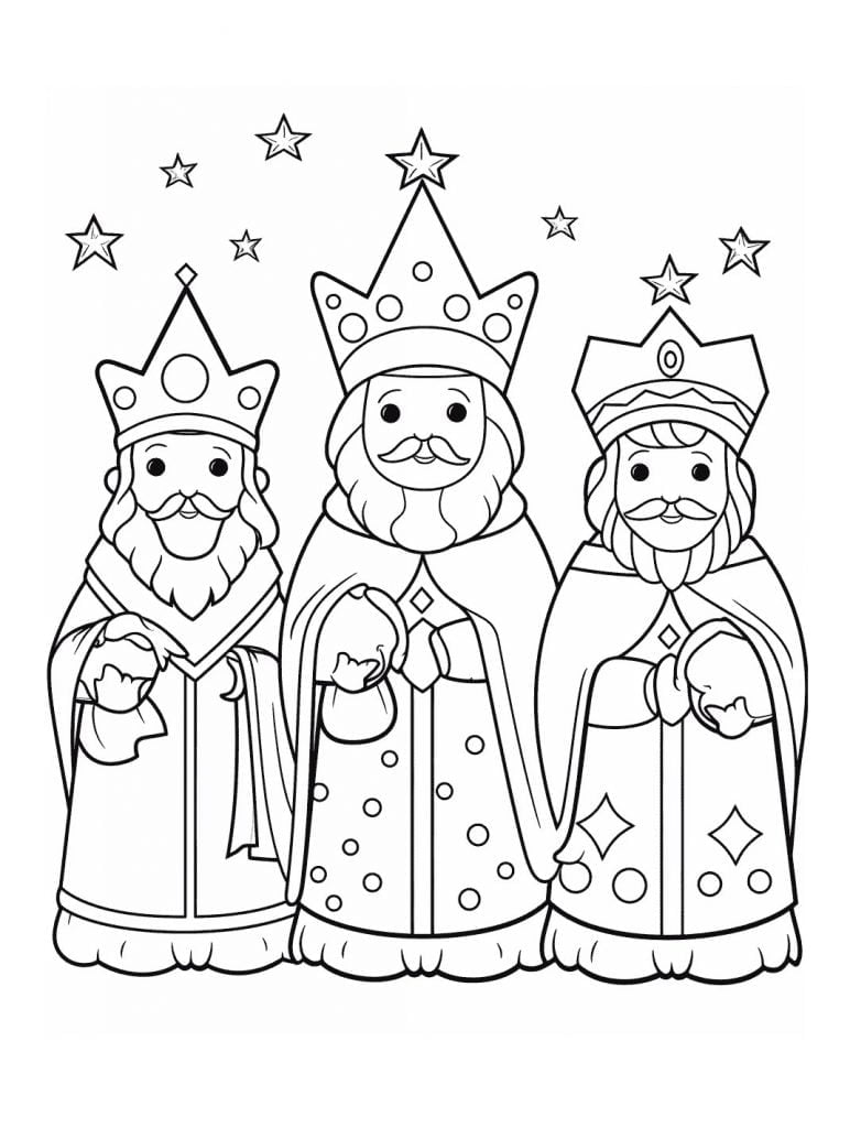Dibujo para colorear de los tres reyes magos