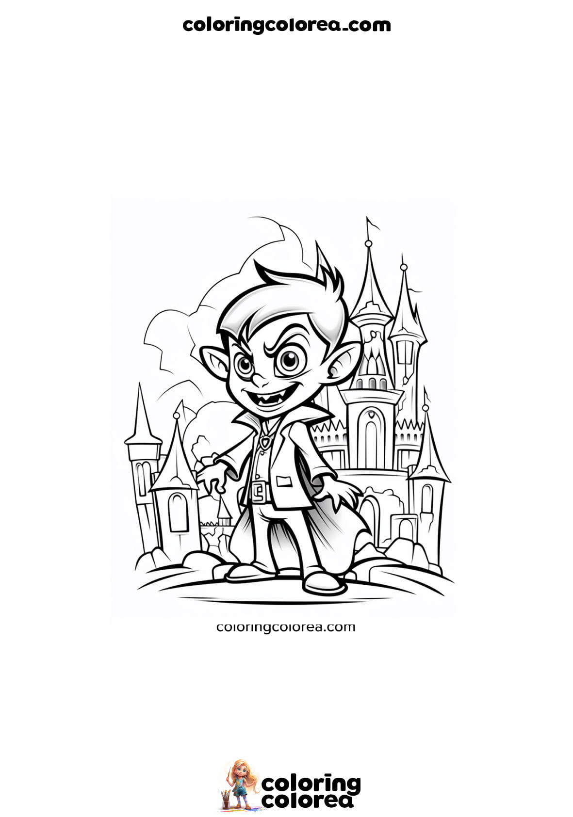 Dibujos para colorear de niño disfrazado de vampiro - Drácula